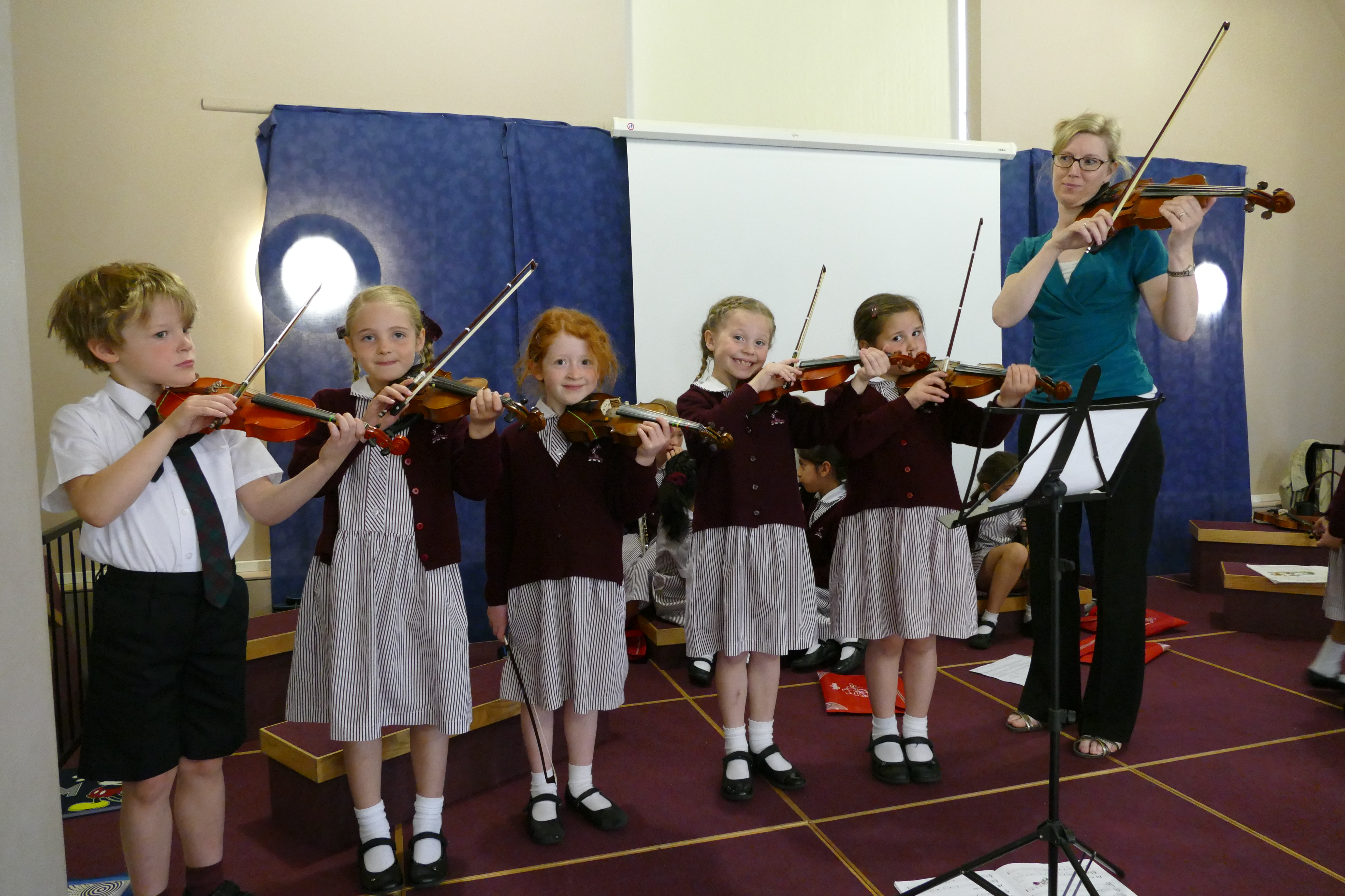 Years 1 and 2 Violinists perform at the Pre-Prep Music Assembly, 25th May 2016