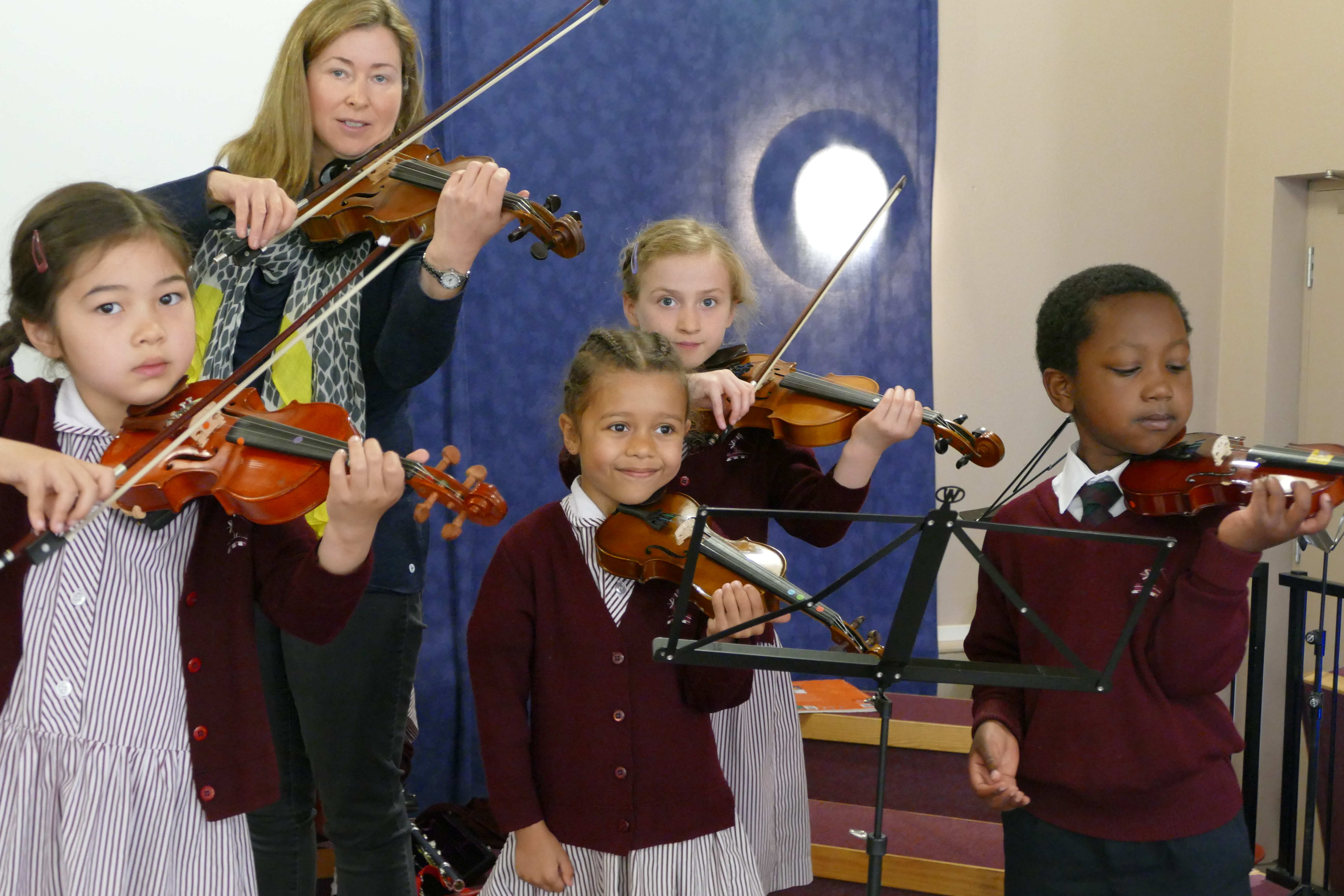 Years 1 and 2 Violinists perform at the Pre-Prep Music Assembly, 25th May 2016
