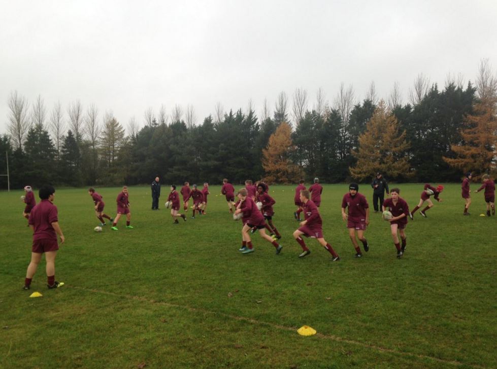 The boys on the rugby field during training