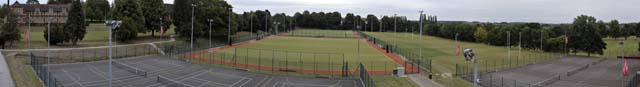Panoramic view of the courts and astro pitches from the Hospitality Suite